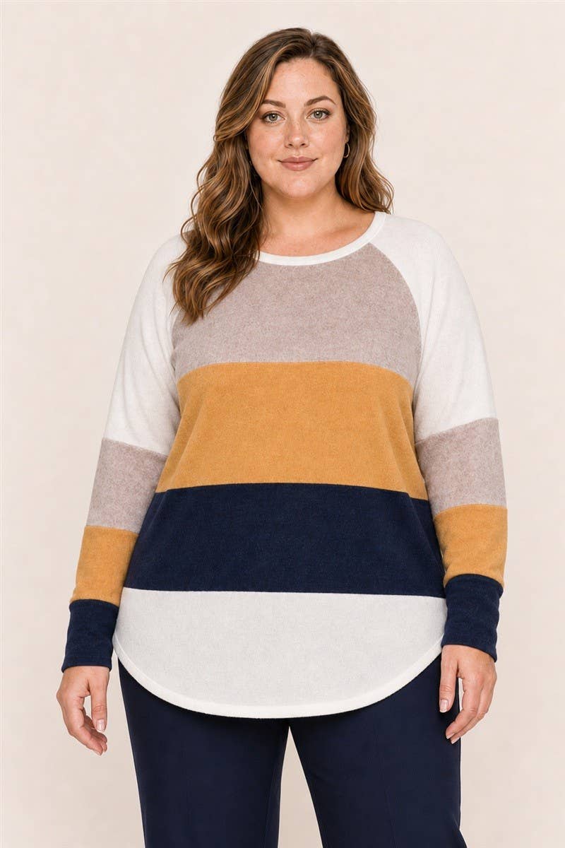 Curvy Color Block Raglan Top