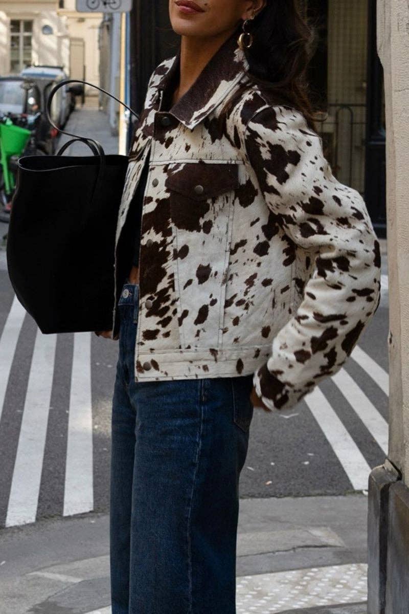 Chic Button-Front Printed Jacket