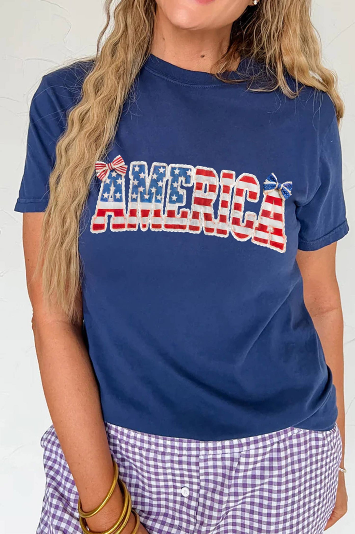 Coquette AMERICA Printed Relaxed T Shirt (S-3XL): Blue / 2XL