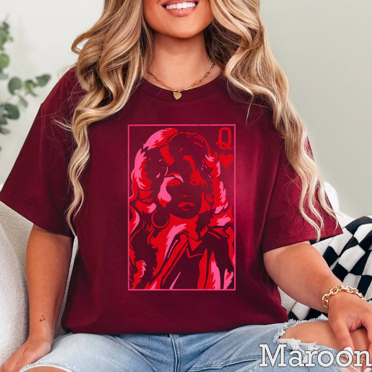Doll Queen Of Hearts Women’s Graphic T-Shirt | Gildan : White / 2XL