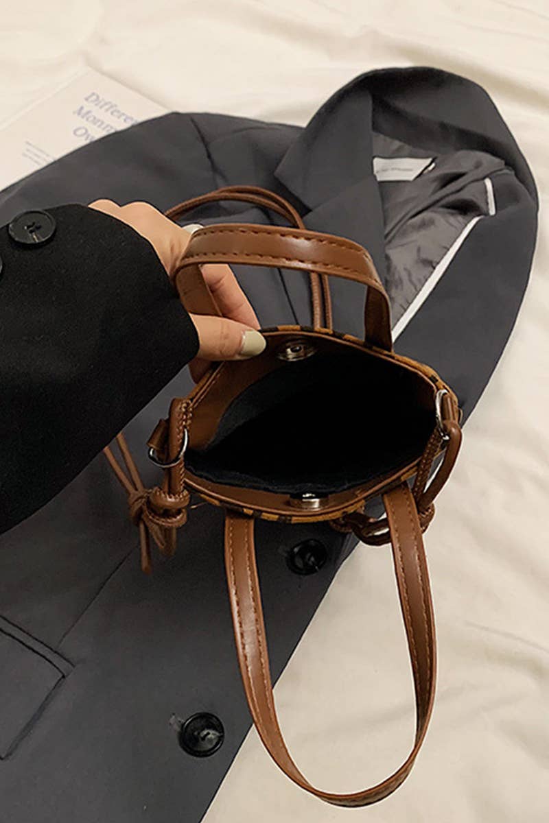 Vintage Retro Suede Crossbody Mini Bucket Bag: CAMEL