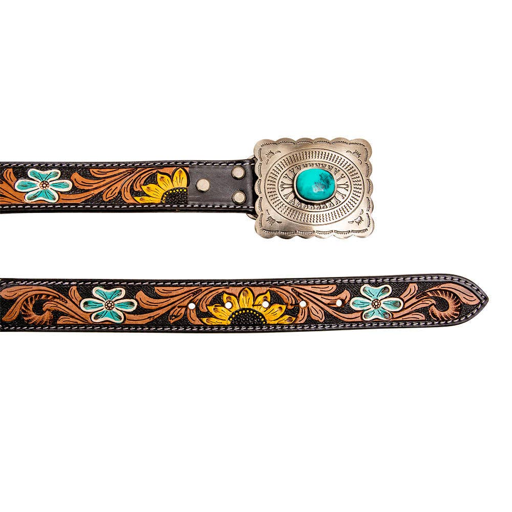 Klepto Hand-Tooled Concho Women's Belt: Multicolor / LARGE