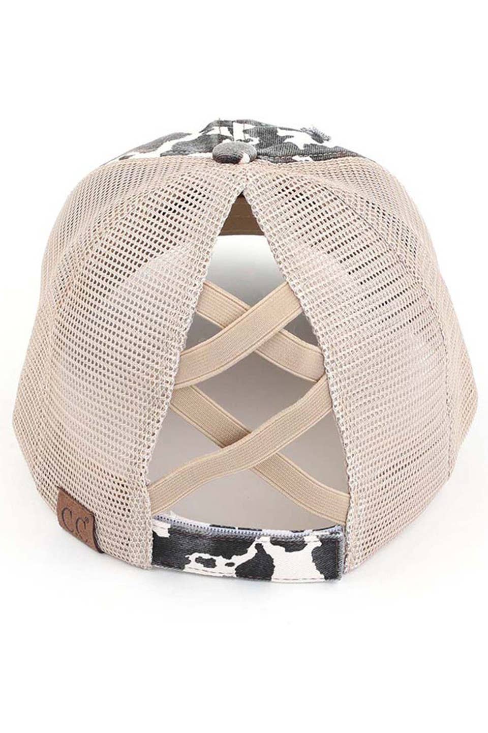Cow Criss Cross Ponytail Hat