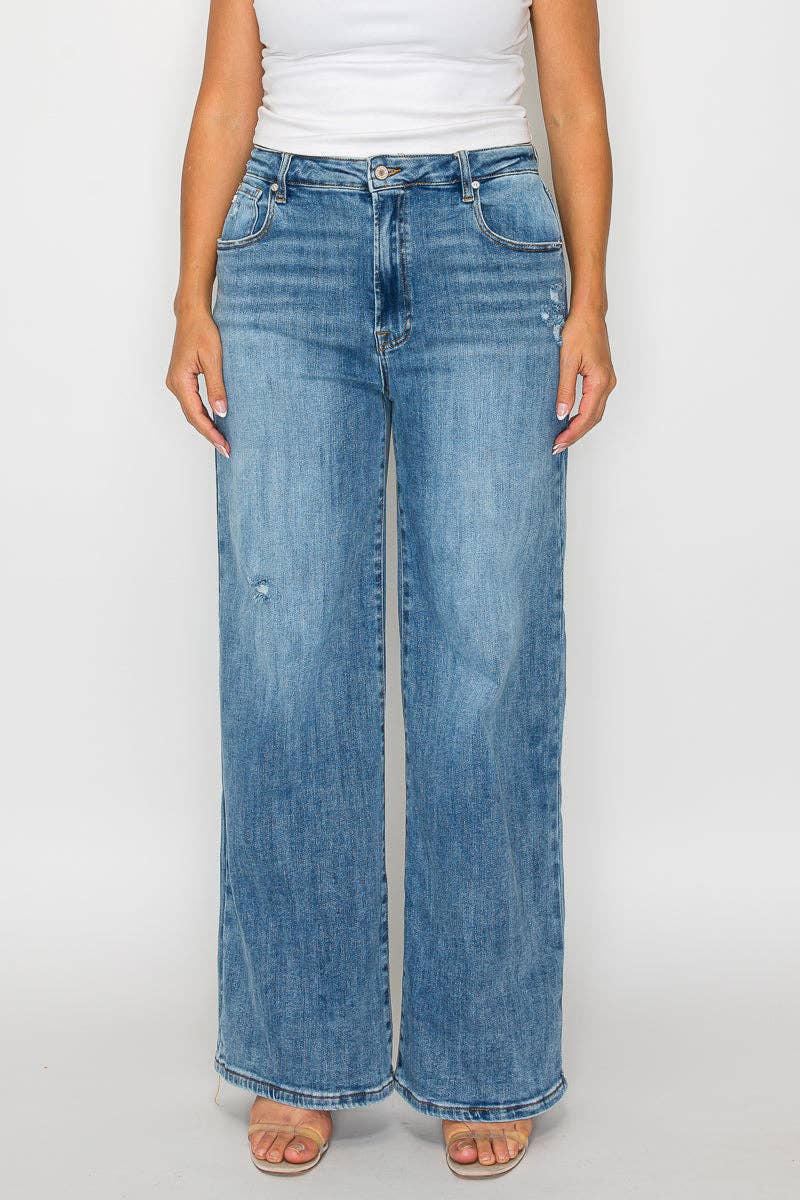 PLUS SIZE HIGH RISE WIDE LEG JEAN