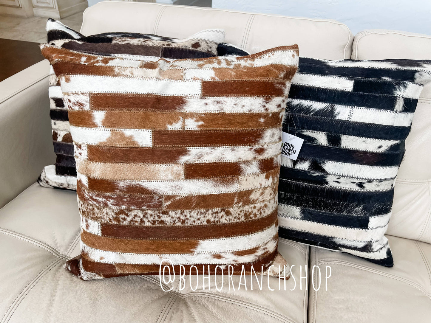 Western Cowhide Pillow Cover: BLACK + WHITE COWHIDE