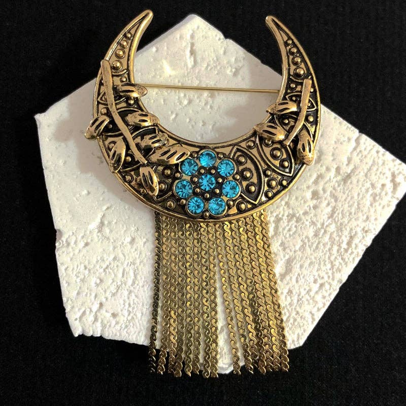 Crescent Tassel Brooch