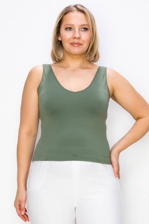 Reversible Seamless Tank: White / Plus