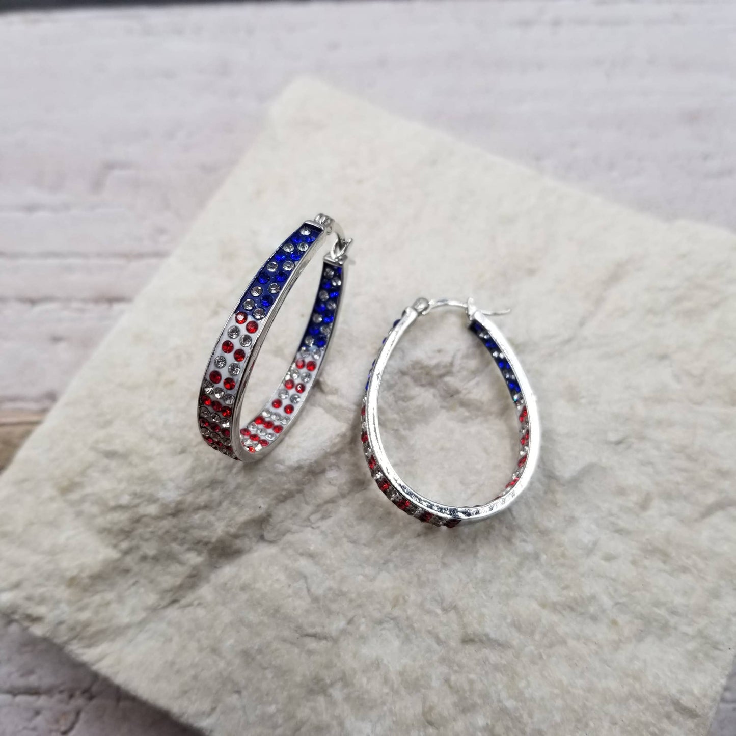 4th of July Diamond Inlaid Patriotic Earrings