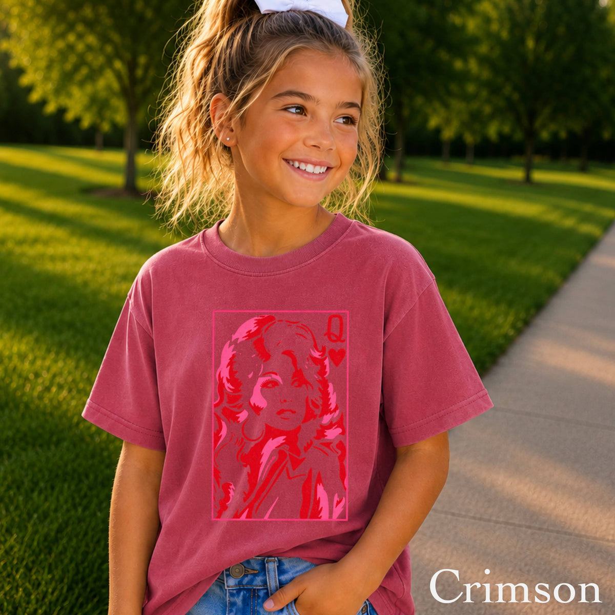 Doll Queen Of Hearts Youth Kids Comfort Color T-Shirt : Pepper / Small (6-8)