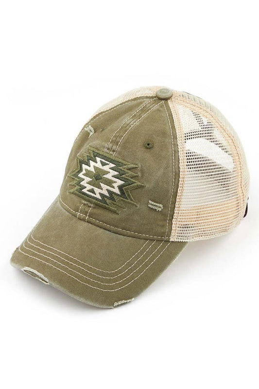 Aztec Embroidery Pony Cap