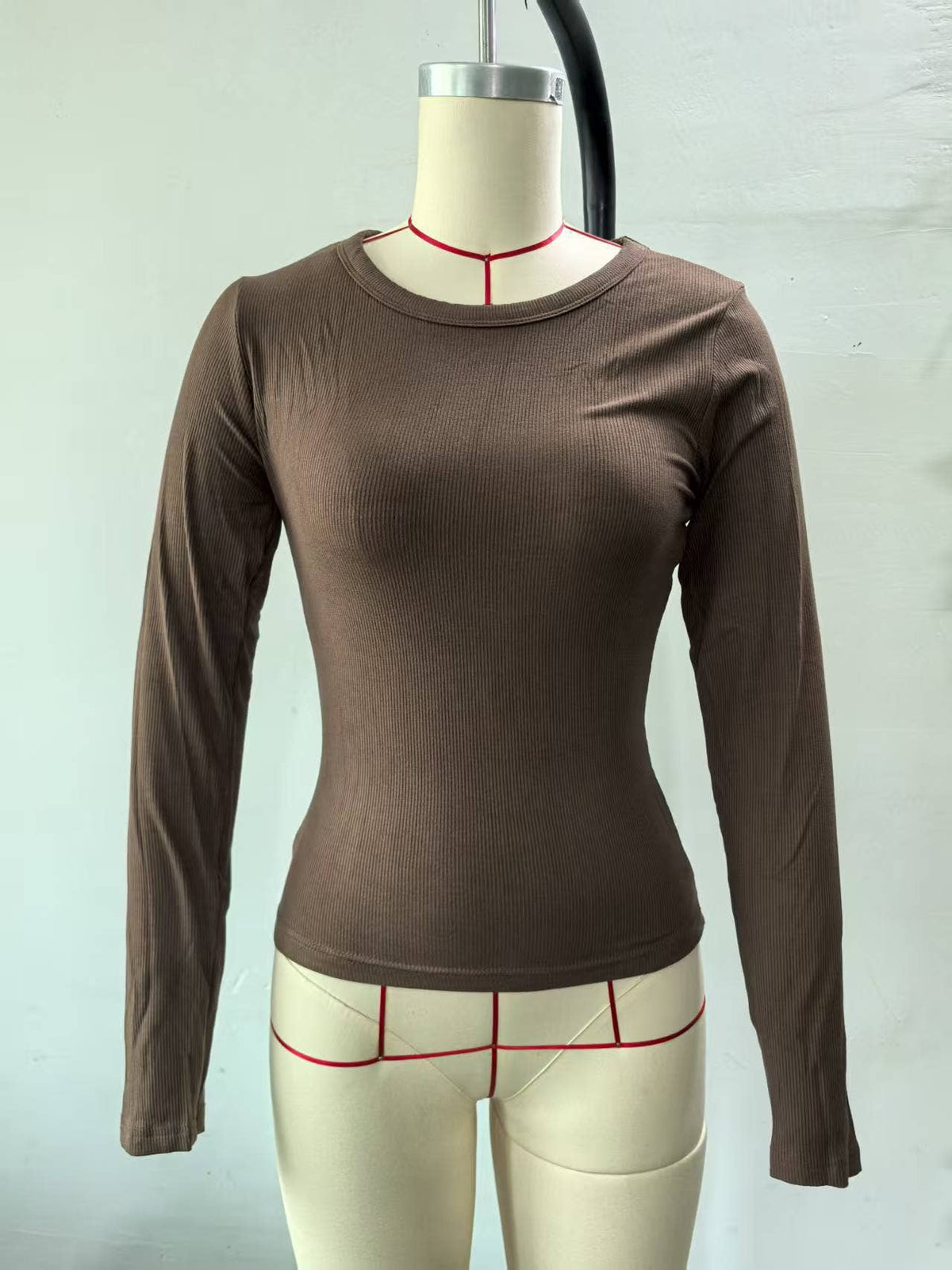 Ribbed Long Sleeve Crop Top: Navy / Missy / M