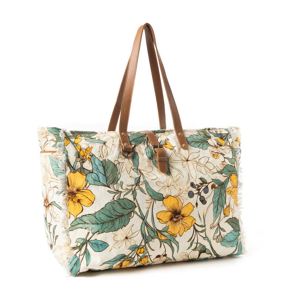 Lovely Florals Weekender Bag in Light Green