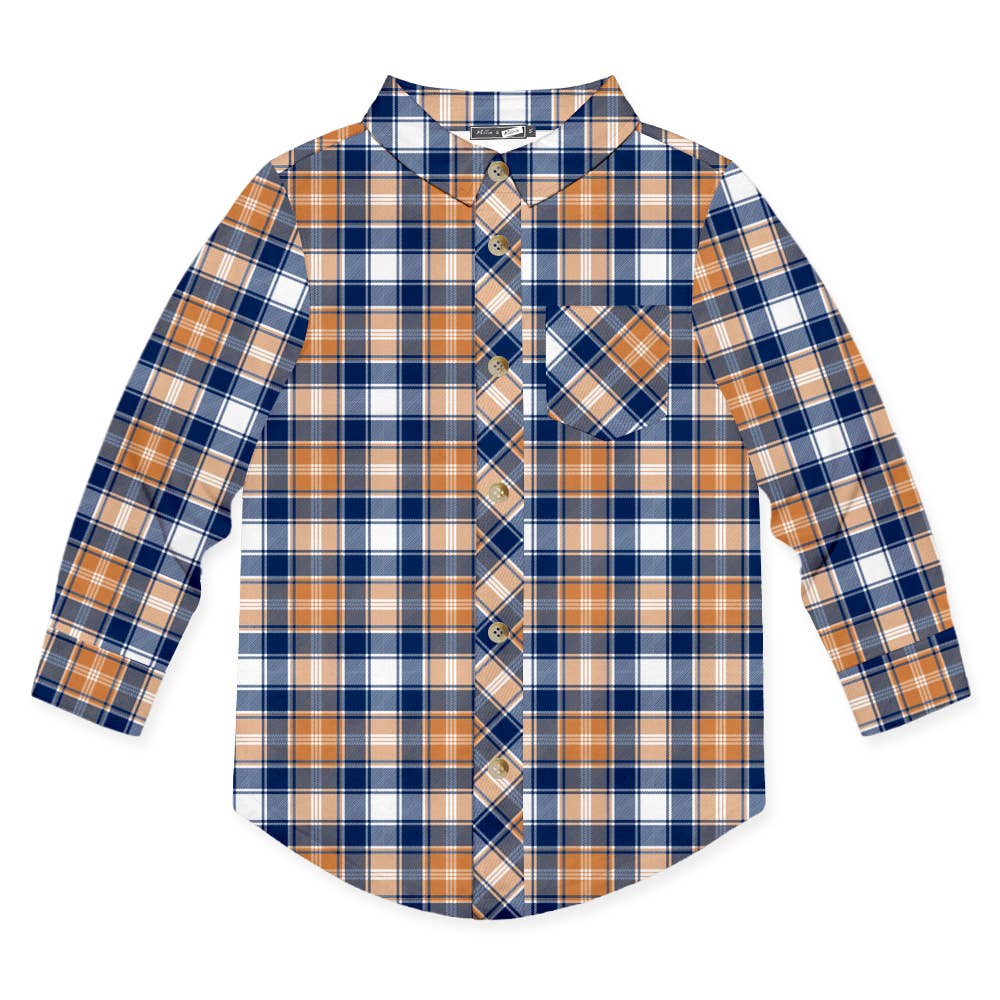 Navy & Rust Button-Up