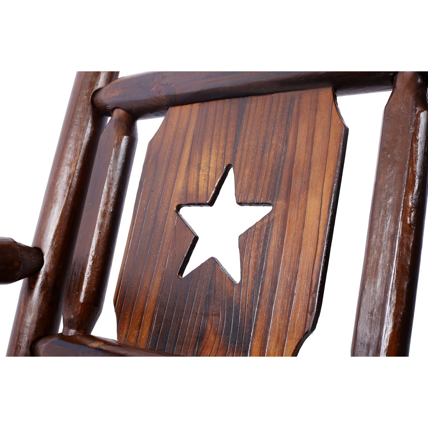 Rustic Brown Outdoor Wood Double Rocking Bench