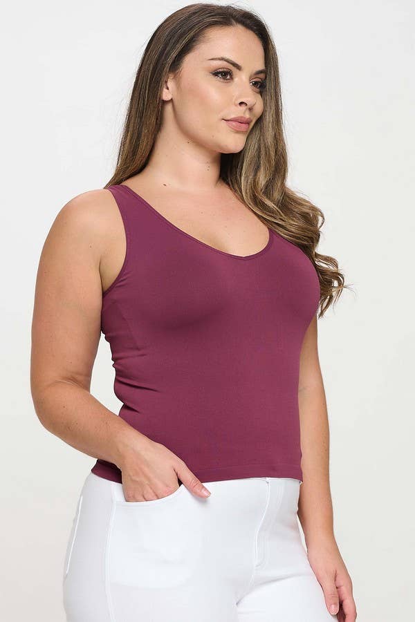 Reversible Seamless Tank: White / Plus