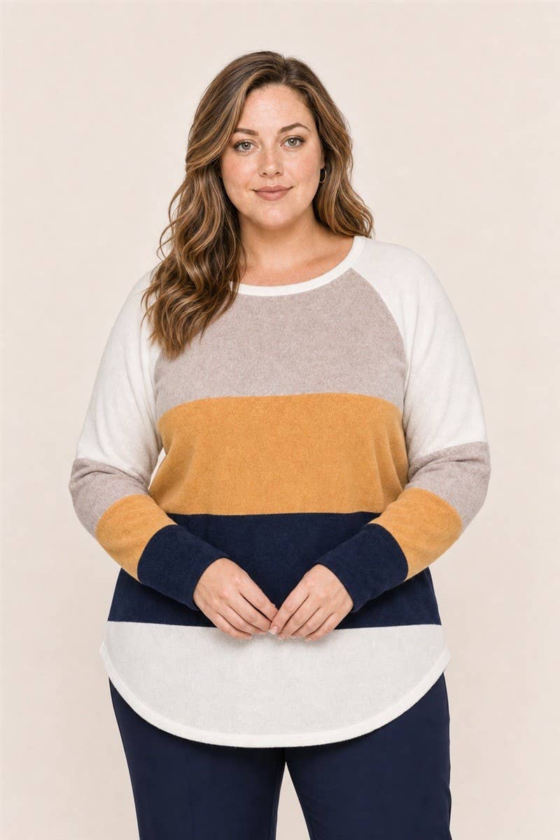 Curvy Color Block Raglan Top