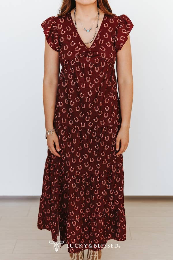 Horseshoe Ruffle Sleeve Dress