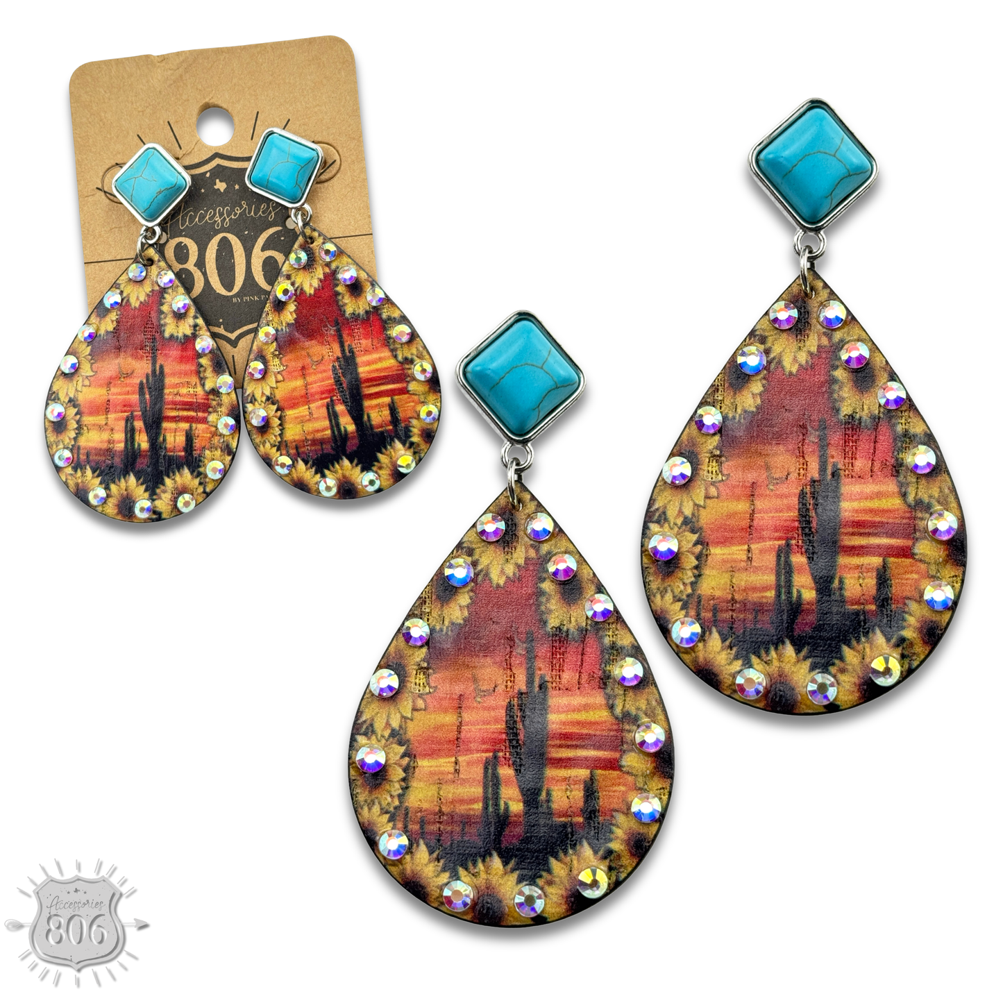 Desert scene teardrop earrings