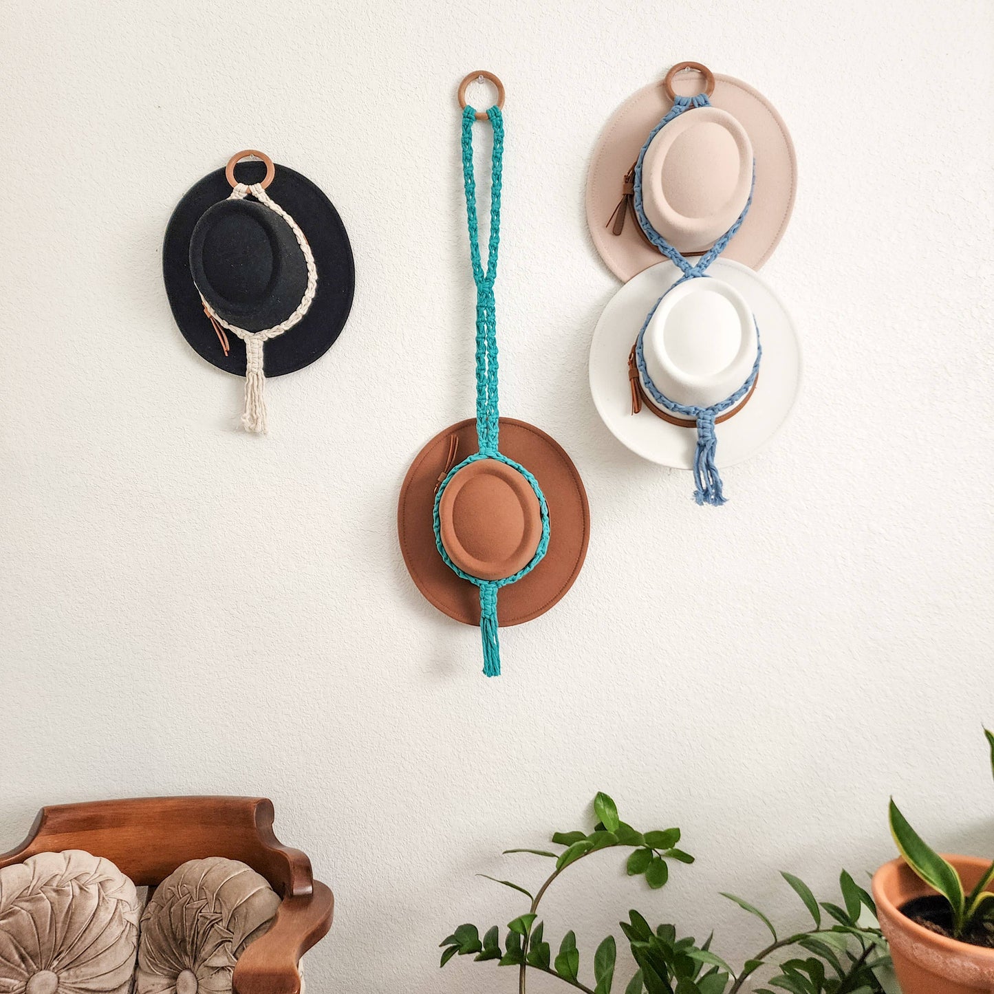 Macrame Triple Hat Hanger