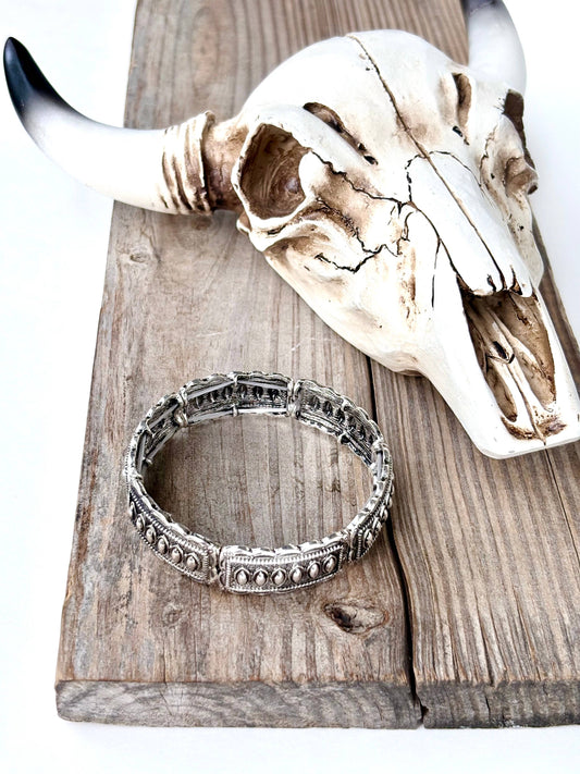 Western Style Horseshoe Turquoise Stone Stretch Bracelet