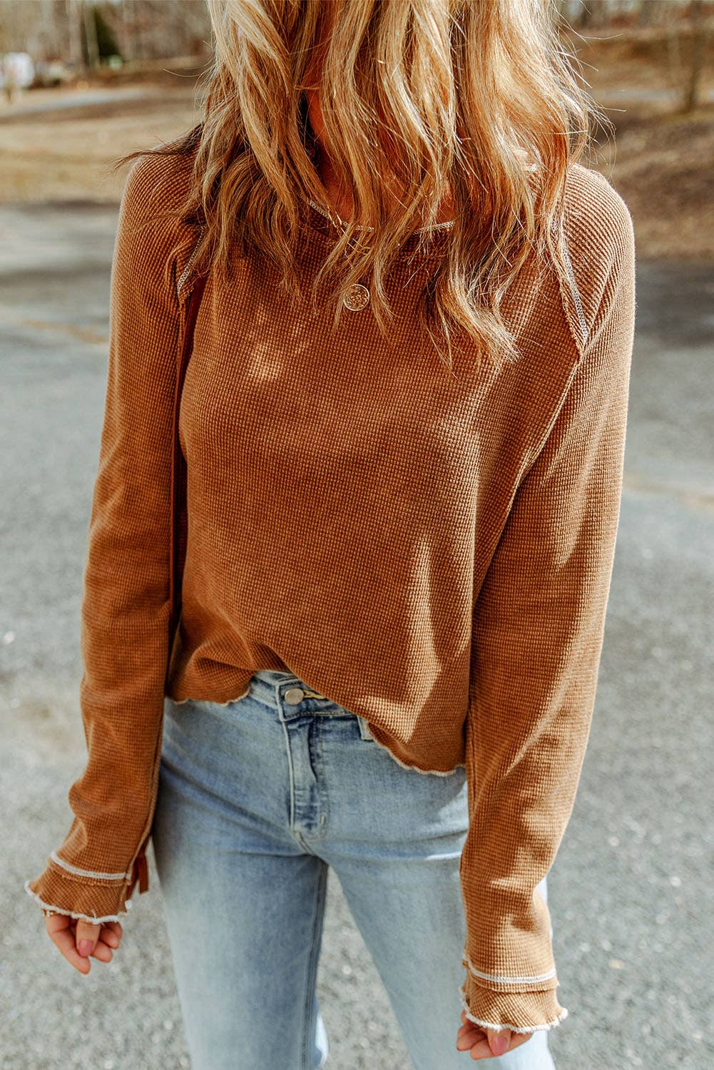 Long Sleeve Top: Brown