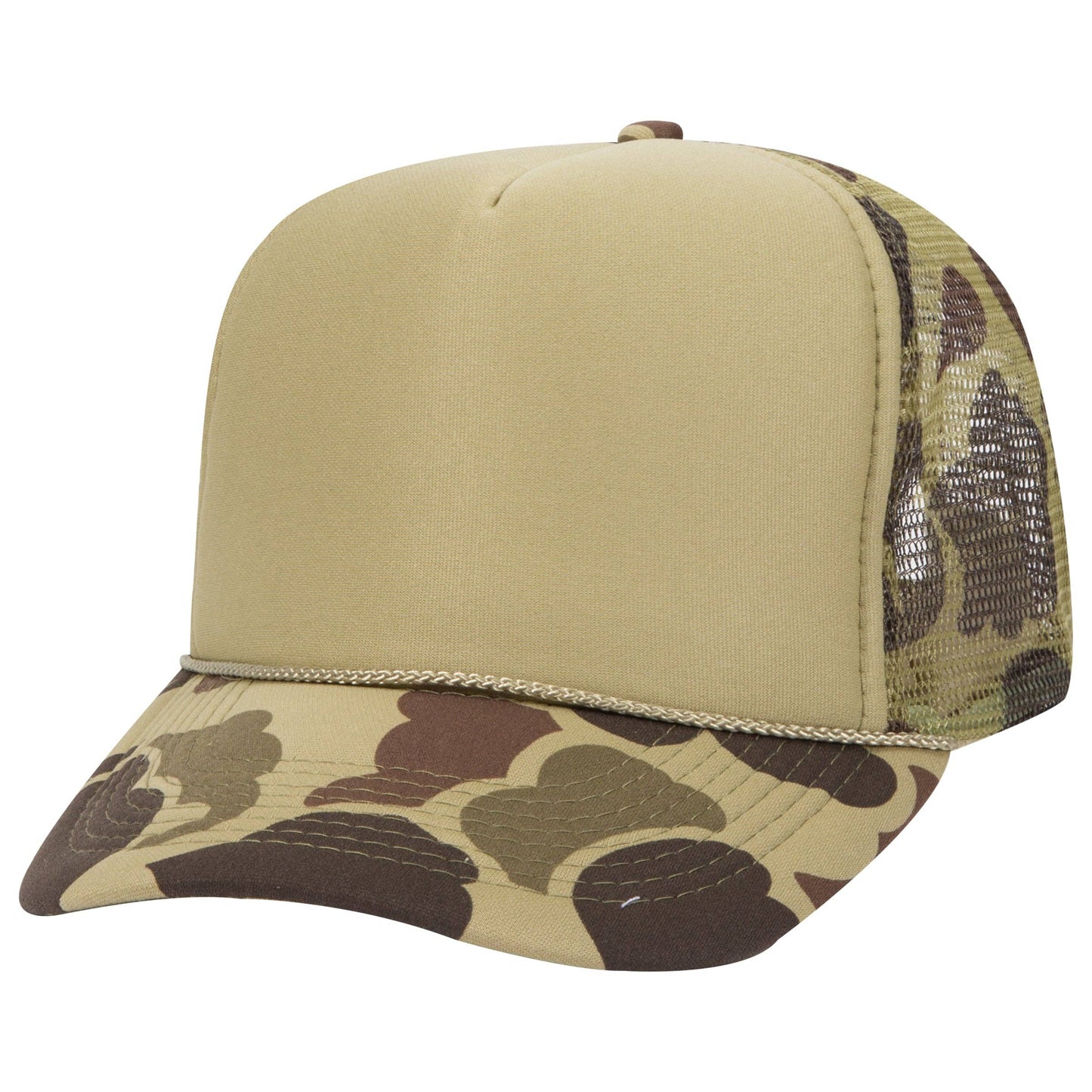 Otto 49-158 5-Panel High Crown Foam Trucker Hat - Camo: Kelly/Lt.Lod/Kelly