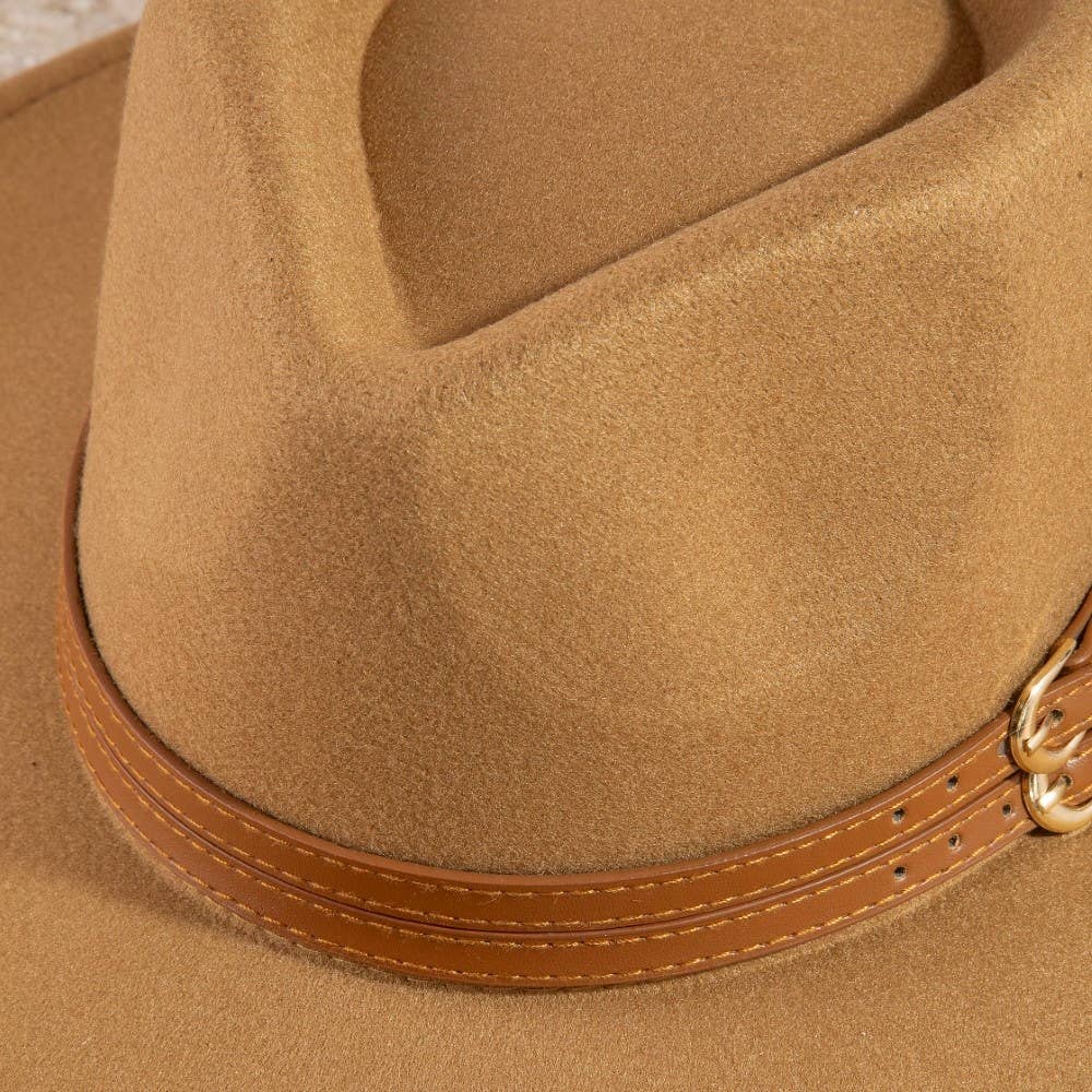Double Belt Strap Fedora Hat