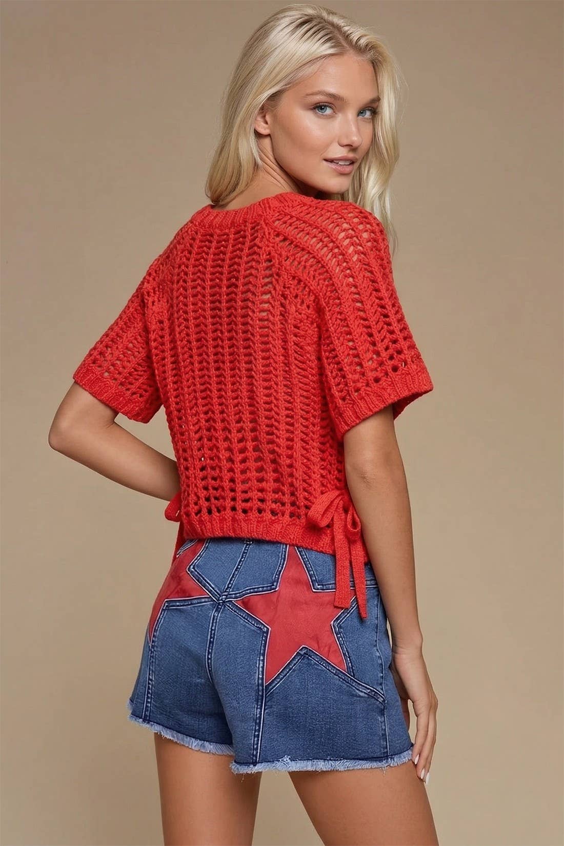 STAR CUT OUT DENIM SHORTS