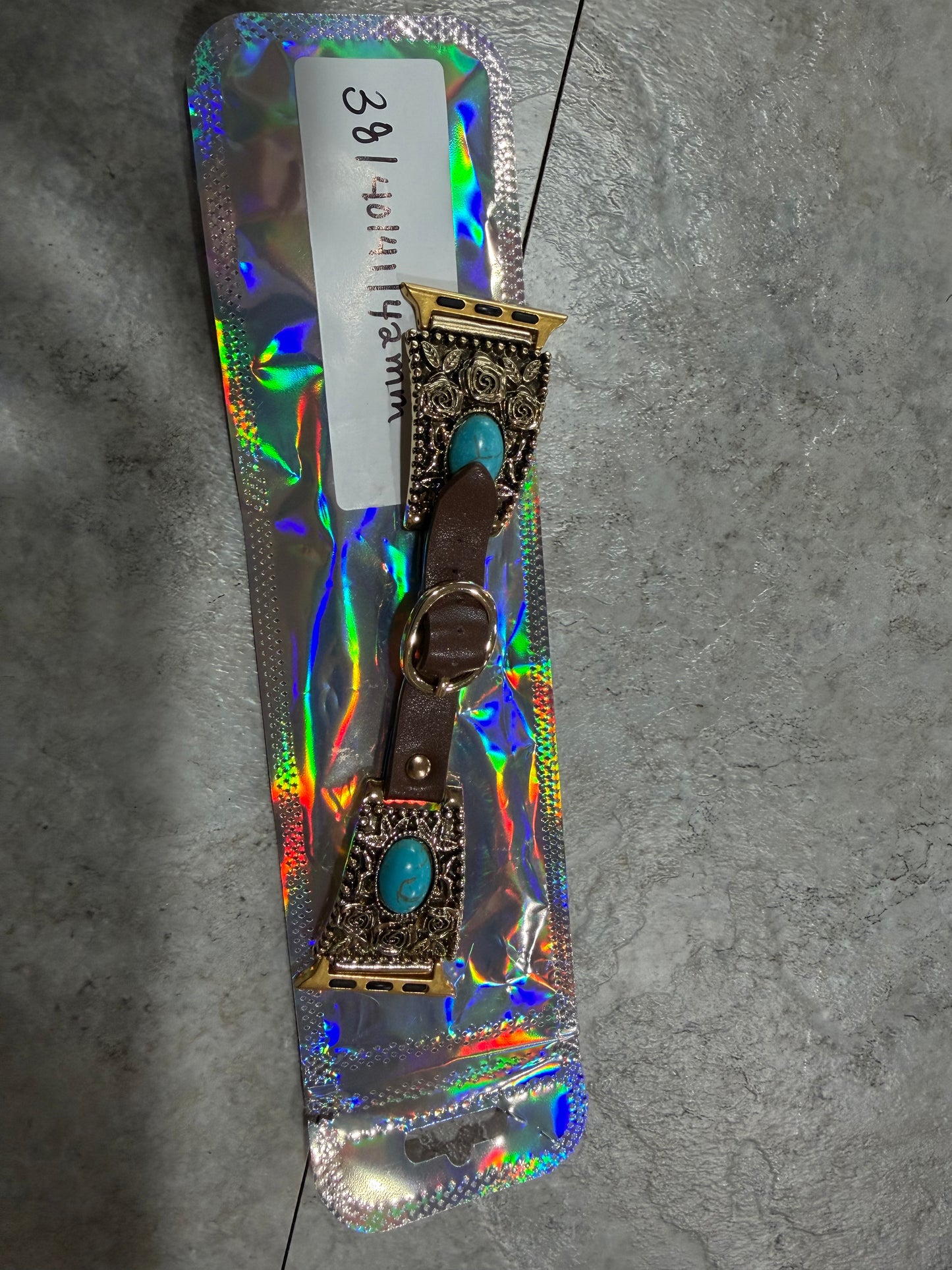 Turquoise and Leather Apple Watch Band