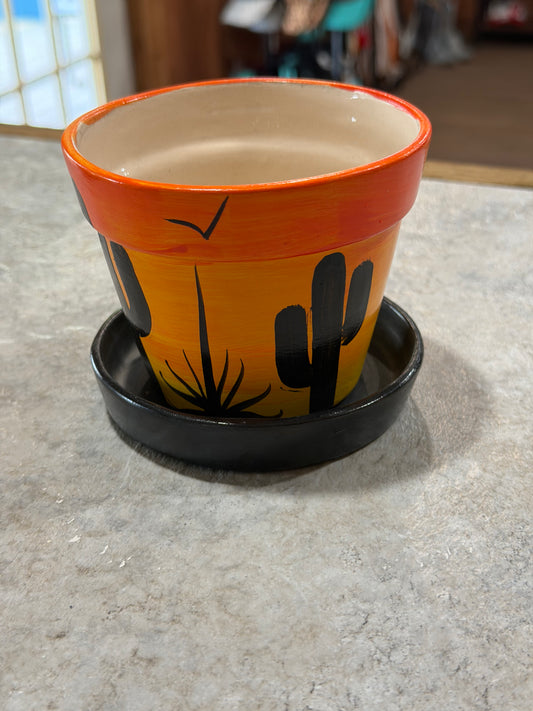 Handcrafted Tequila Sunrise Flower Pot