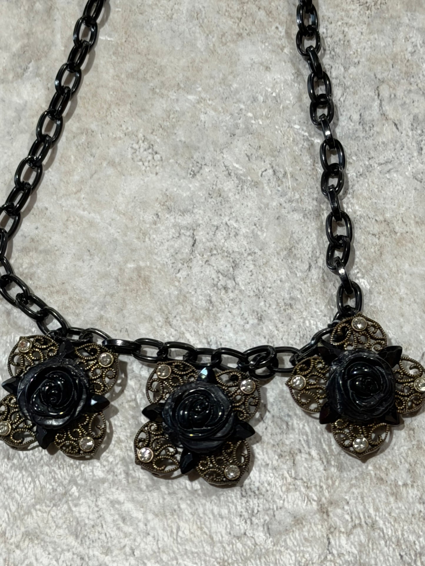 Black Bronze Rose Necklace