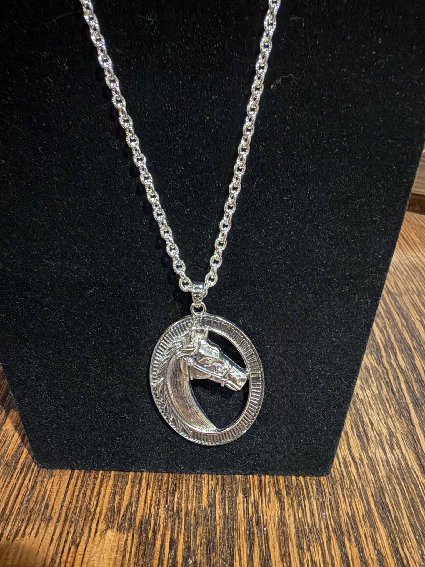 Silver Horse Medallion Necklace