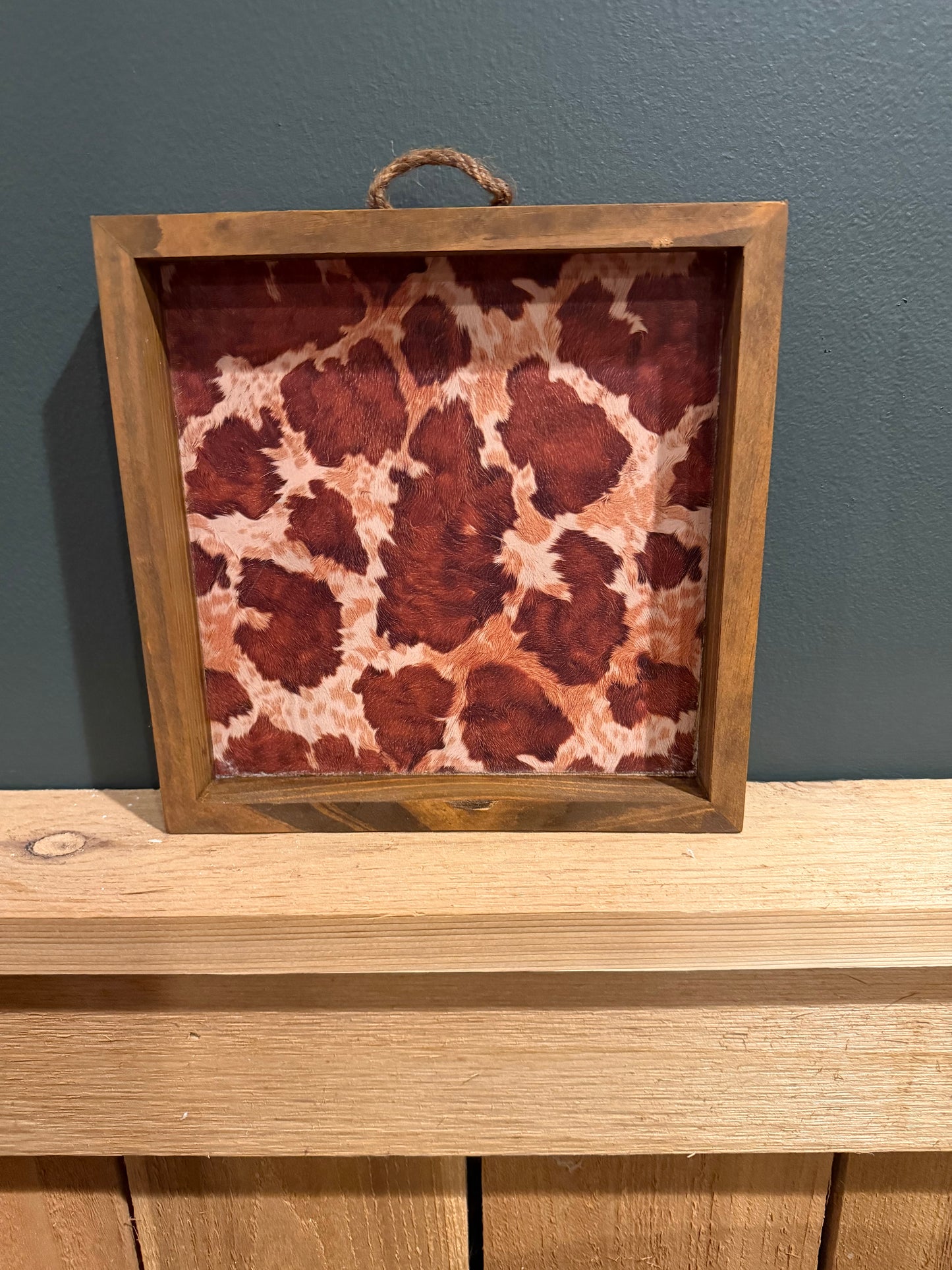 Cowhide 8x8 Box Framed Art