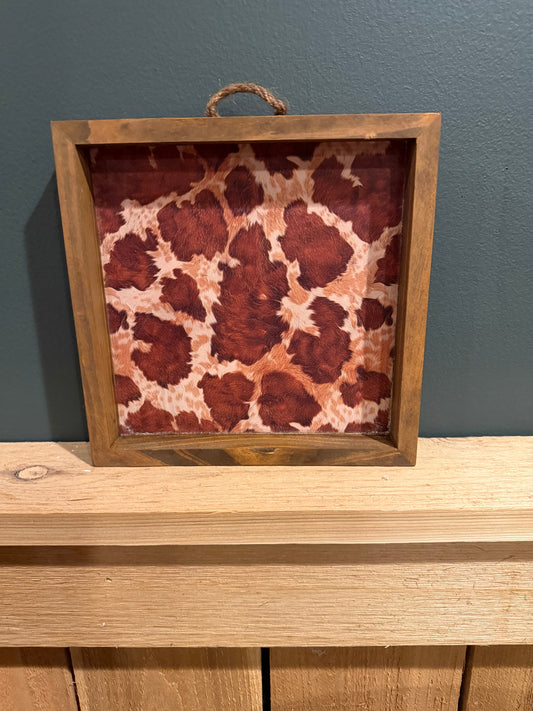 Cowhide 8x8 Box Framed Art