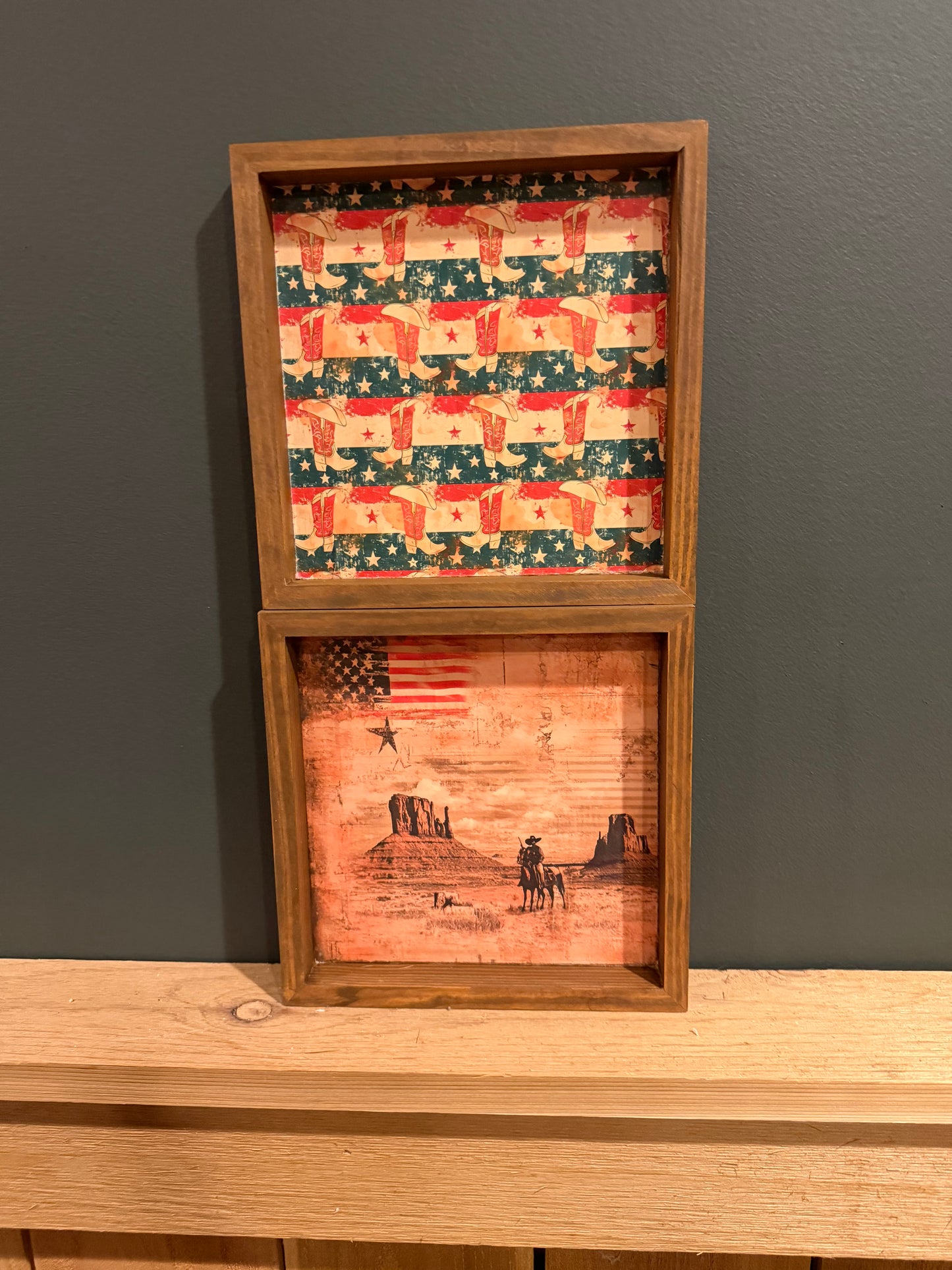 Western Americana 8x8 Box Framed Art Set