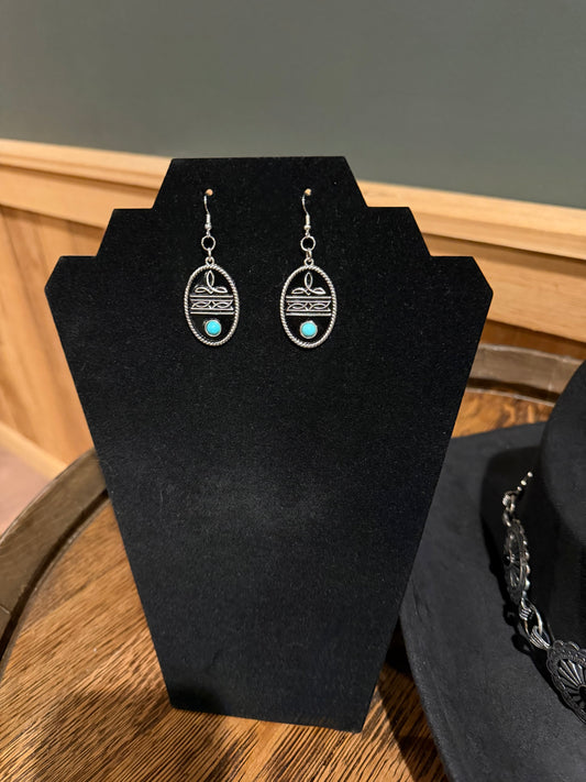 Black Boot Stitch Earrings