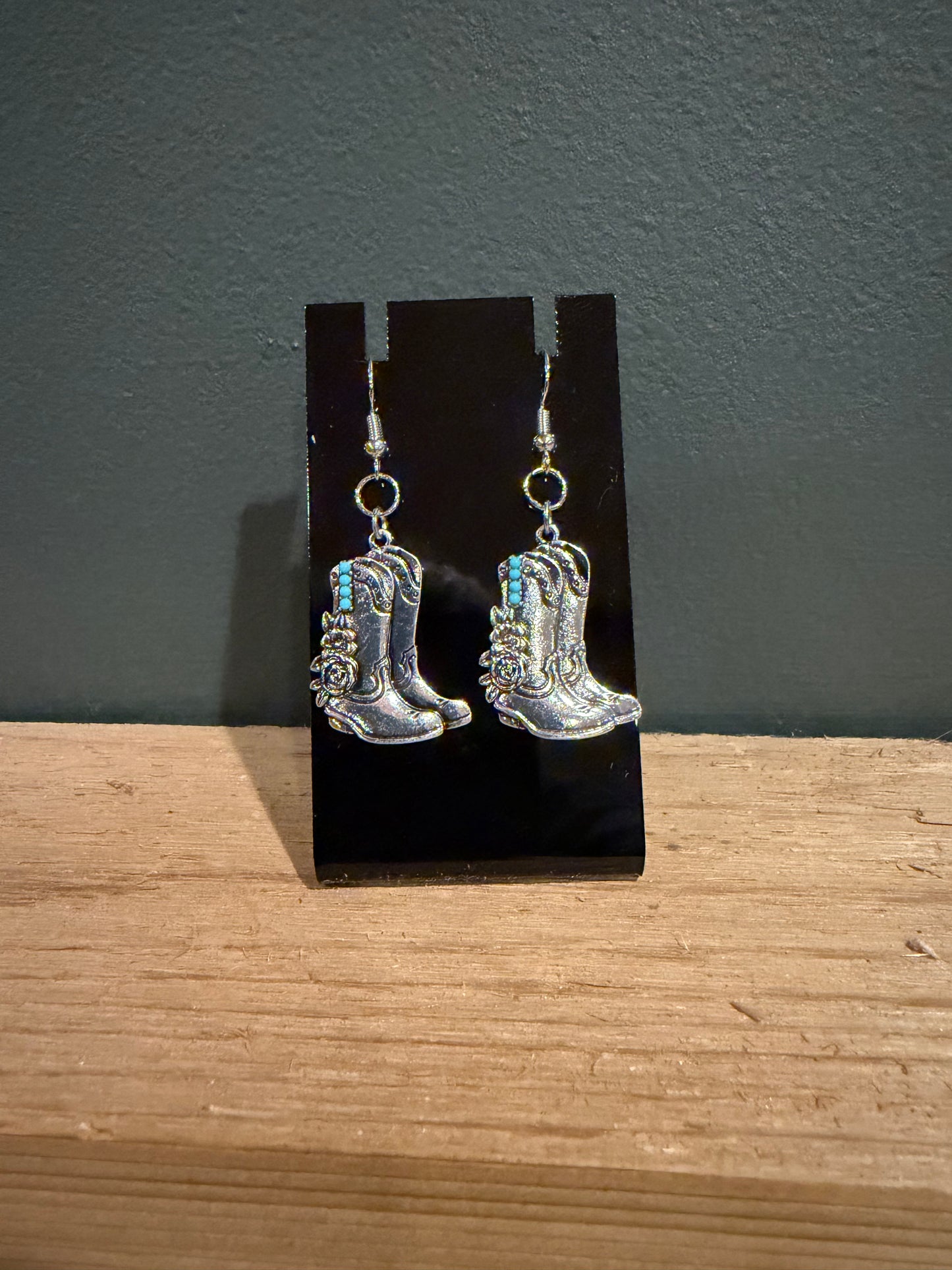Silver Cowgirl Boot Earrings