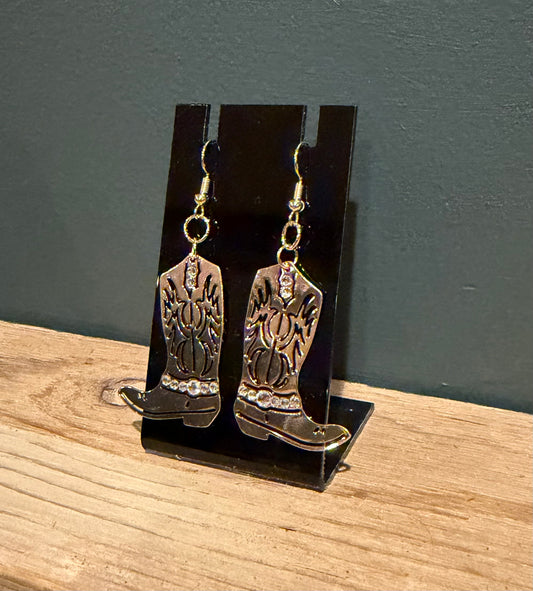 Gold Cowgirl Boot Earrings