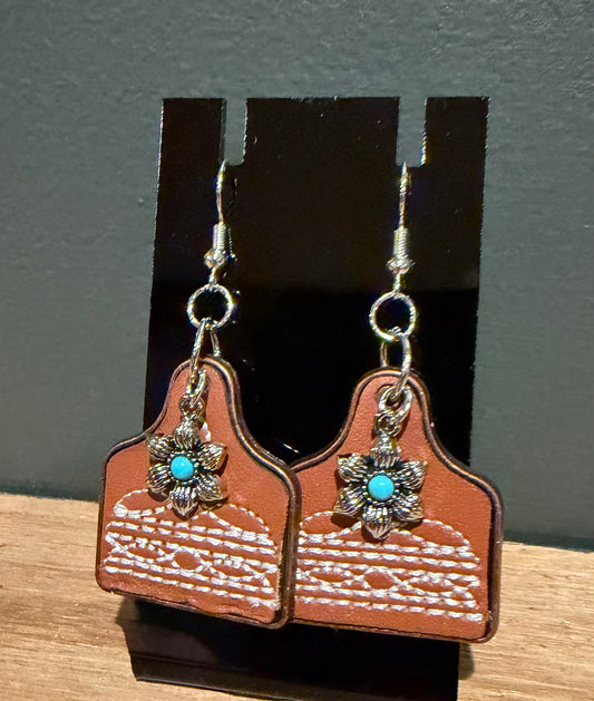 Brown Bootstitch Earrings