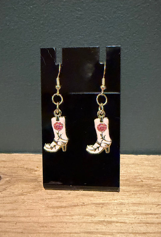 Pink Cowgirl Boot Earrings