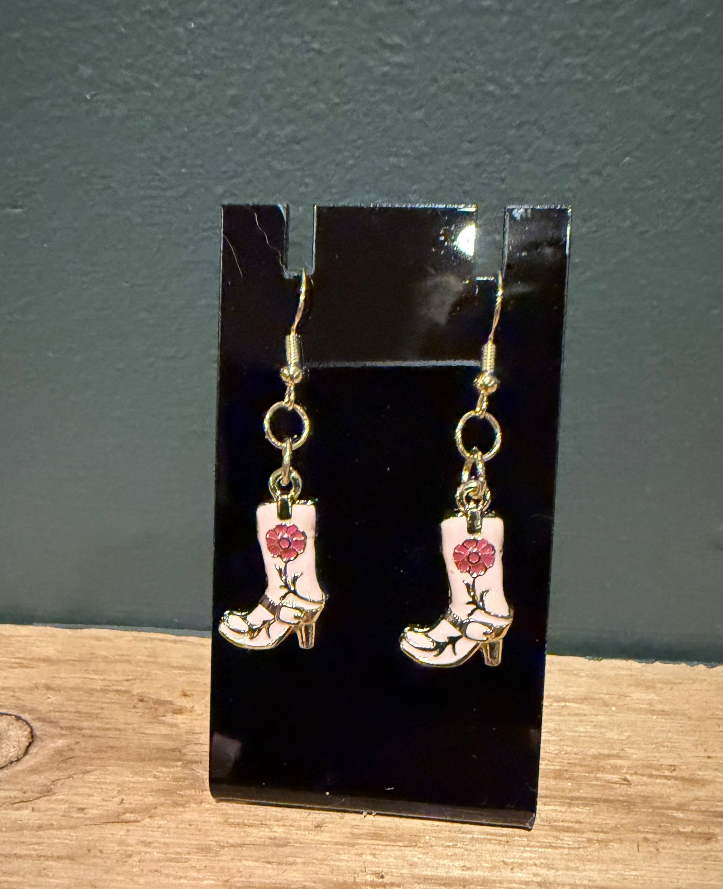Pink Cowgirl Boot Earrings
