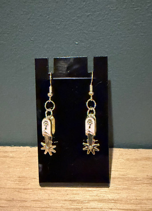 Pink and Gold Spur Earrings