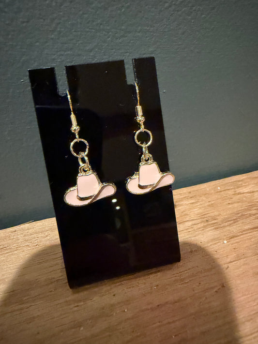 Pink Cowgirl Hat Earrings