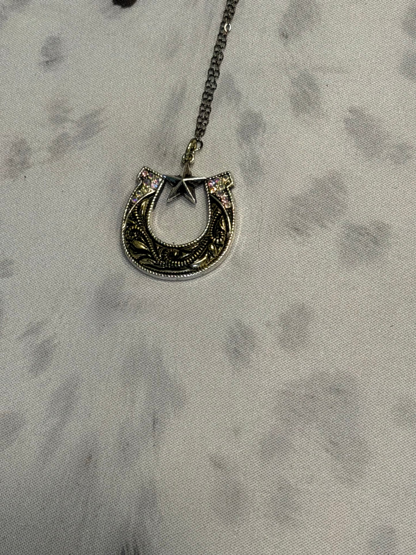 Black and Gold Lucky Horseshoe Necklace