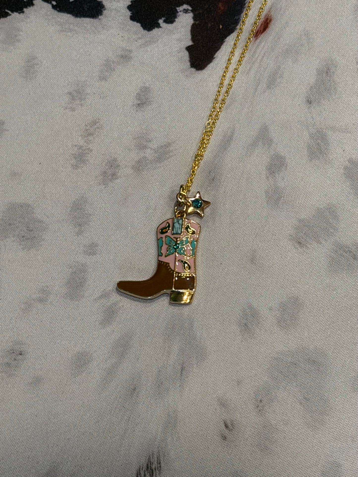 Butterfly Cowgirl Boot and Star Necklace