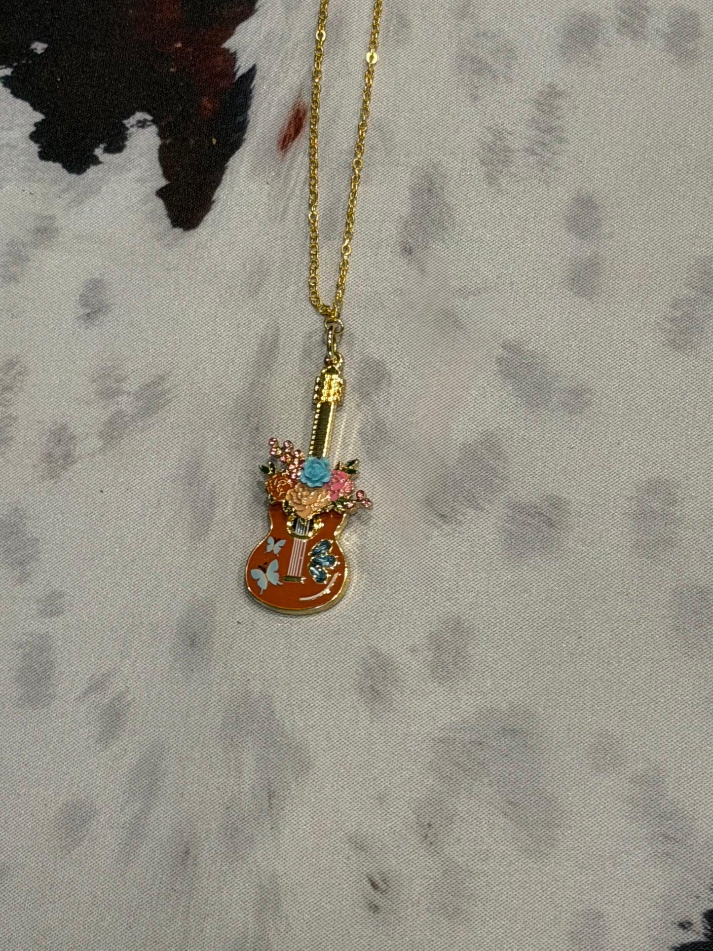Floral Guitar Necklace