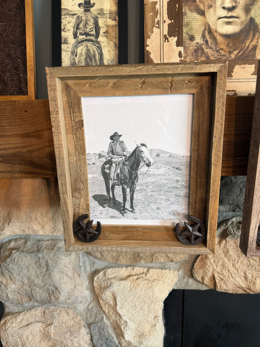 Barnwood Frame with Horseshoe Accents