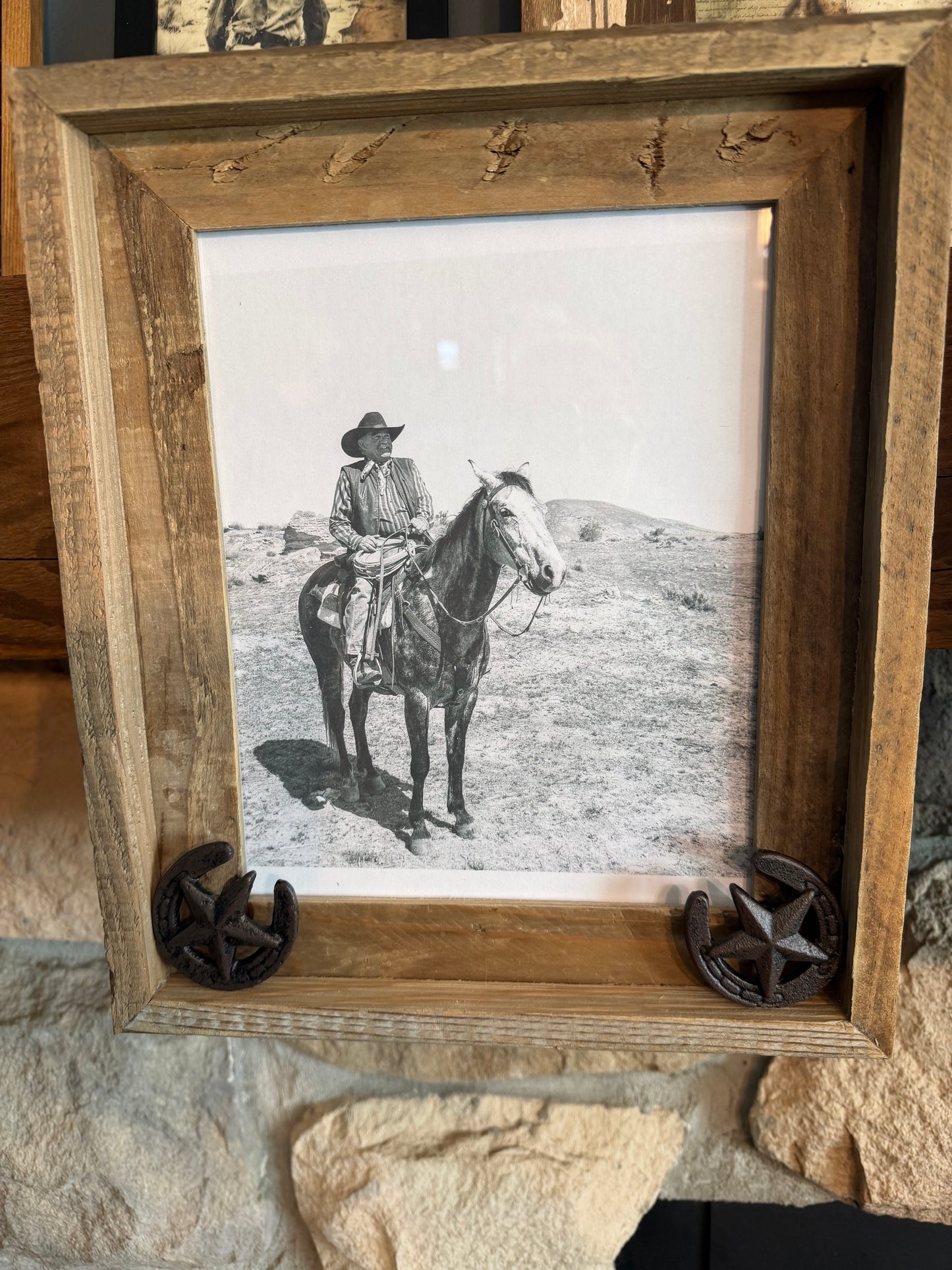 Barnwood Frame with Horseshoe Accents