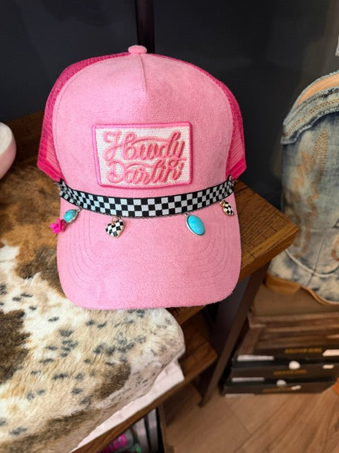 Custom Pink Suede Trucker Hat