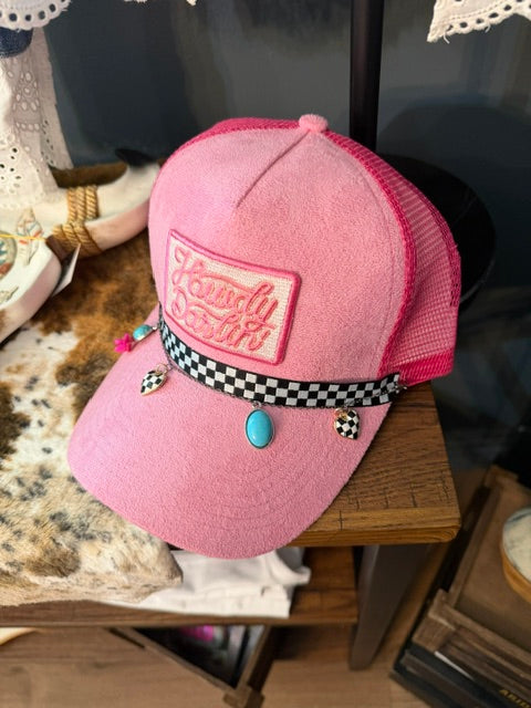 Custom Pink Suede Trucker Hat